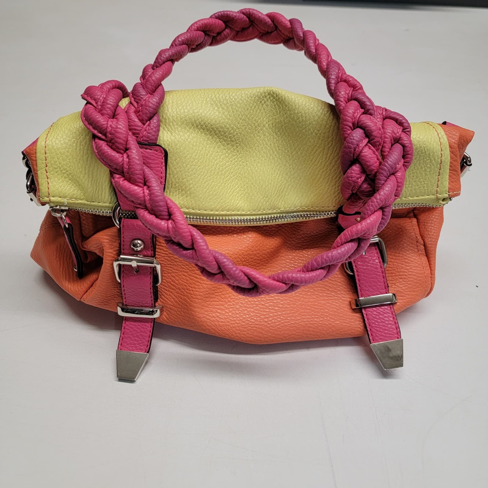 APT 9 Double Braided Handled Bag Delicious Taffy Colors Zippered Tote Closure - Thumbnail 9