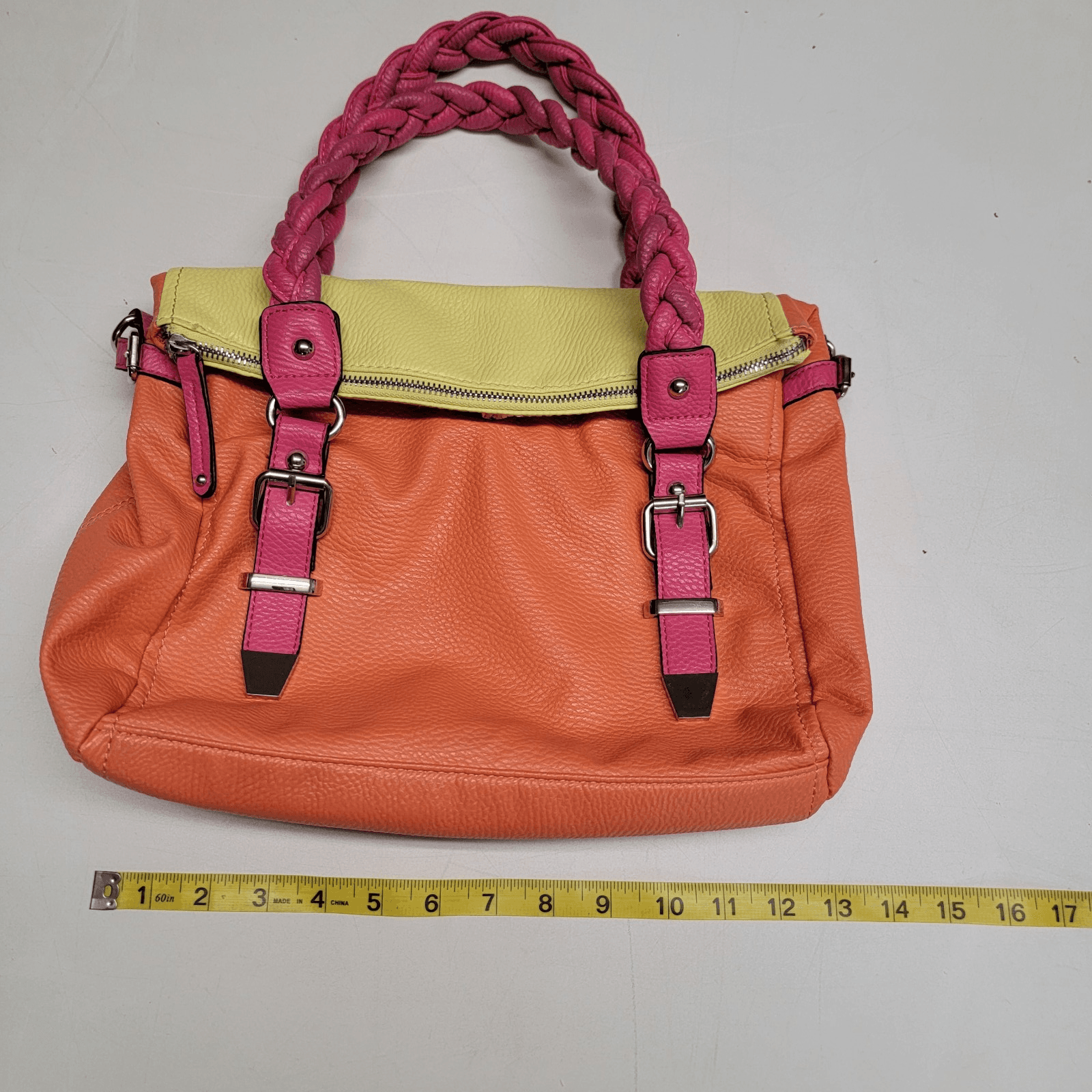 APT 9 Double Braided Handled Bag Delicious Taffy Colors Zippered Tote Closure - Thumbnail 11