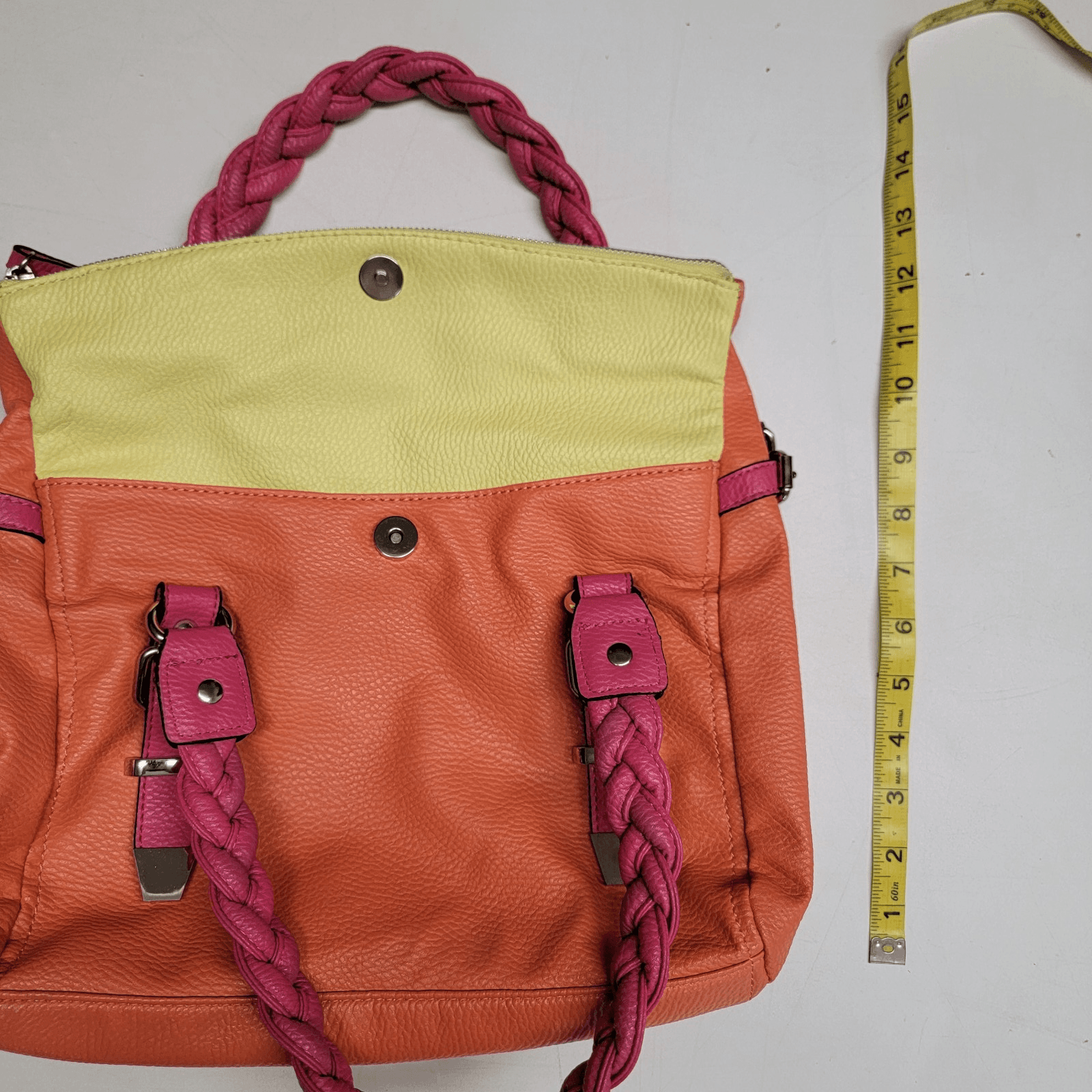 APT 9 Double Braided Handled Bag Delicious Taffy Colors Zippered Tote Closure - Thumbnail 10