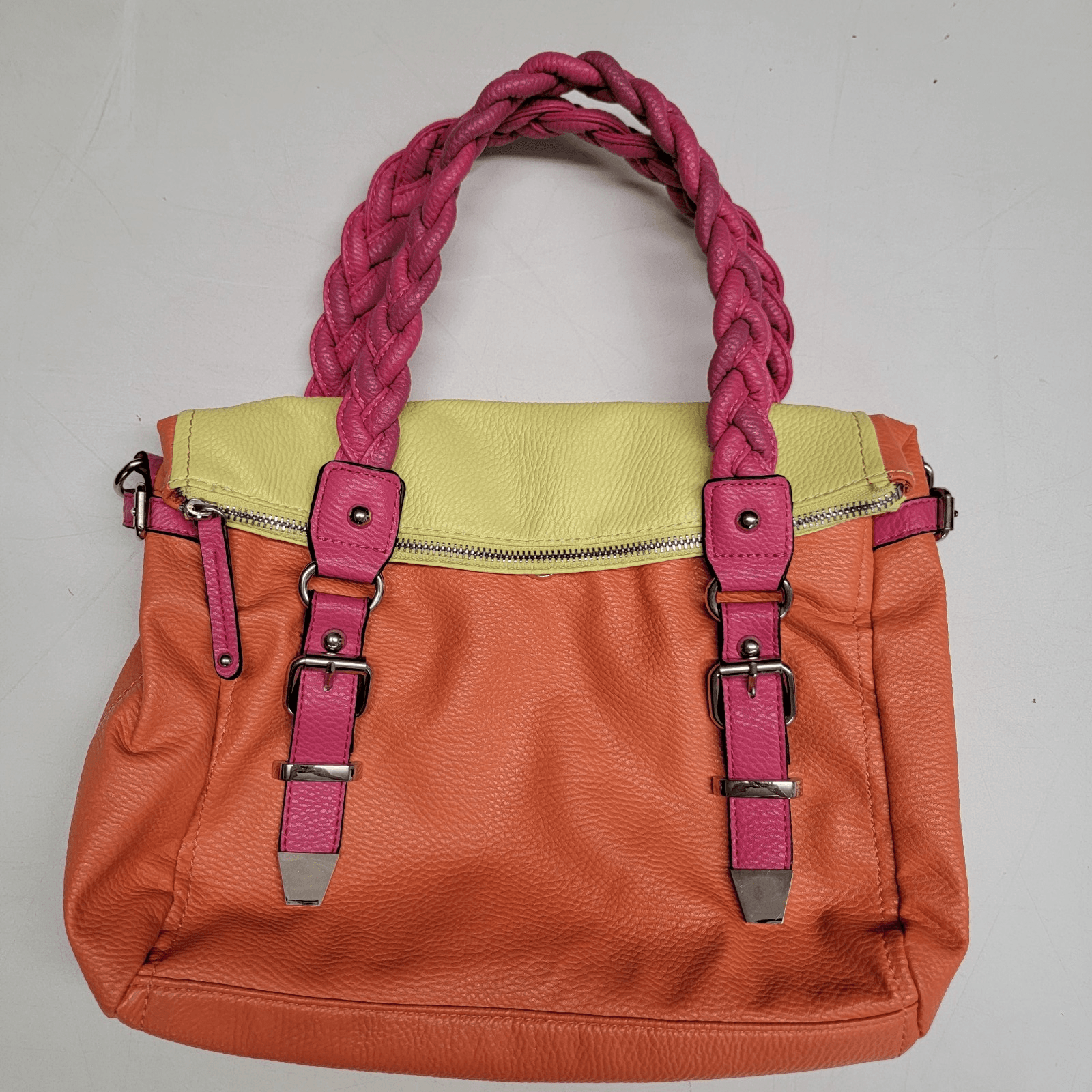 APT 9 Double Braided Handled Bag Delicious Taffy Colors Zippered Tote Closure - Thumbnail 12