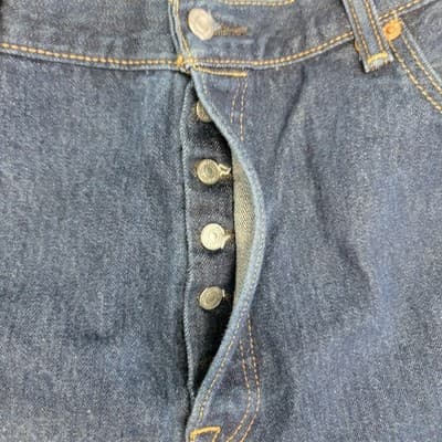 Levi's 501 Original Fit NO STRETCH Mens 40x32 Dark Wash Blue Straight Leg - Thumbnail 2