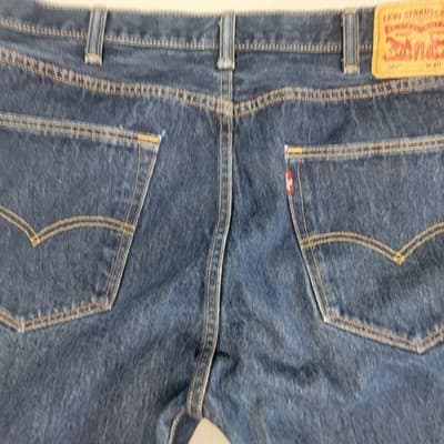 Levi's 501 Original Fit NO STRETCH Mens 40x32 Dark Wash Blue Straight Leg - Thumbnail 6