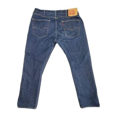 Levi's 501 Original Fit NO STRETCH Mens 40x32 Dark Wash Blue Straight Leg - Thumbnail 3