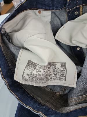 Levi's 501 Original Fit NO STRETCH Mens 40x32 Dark Wash Blue Straight Leg - Thumbnail 9