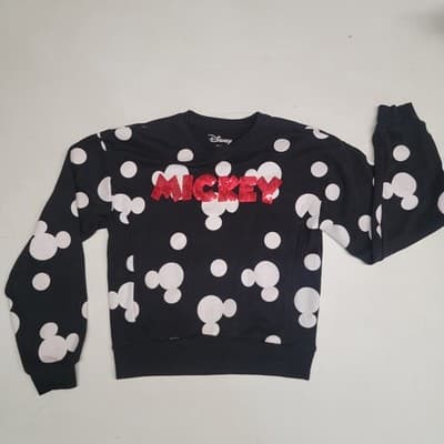 Disney Mickey Mouse Sweatshirt Juniors Size Small Red Sequin Logo