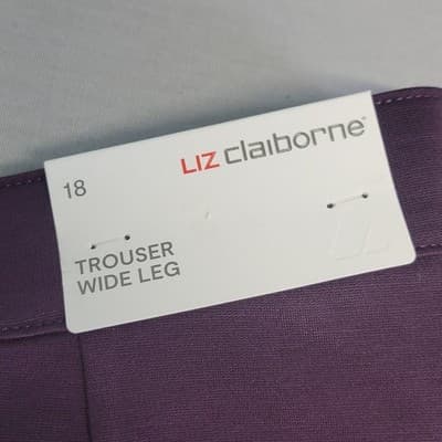 Liz Claiborne Womens Wide Leg 4 Way Stretch Wine Plum Dress Pants Size 18 NWT - Thumbnail 3