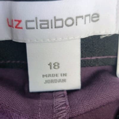 Liz Claiborne Womens Wide Leg 4 Way Stretch Wine Plum Dress Pants Size 18 NWT - Thumbnail 7