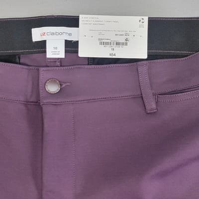 Liz Claiborne Womens Wide Leg 4 Way Stretch Wine Plum Dress Pants Size 18 NWT - Thumbnail 2