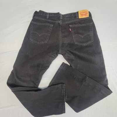 Levis 505 Jeans Mens 40x32 Black Straight Leg Denim Classic Fit Zip Fly NO STRCH - Thumbnail 2