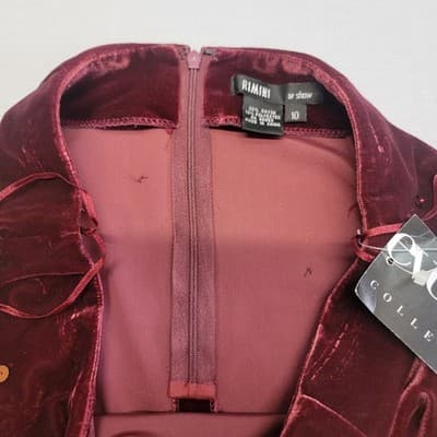 Rimini by Shaw Womens 10 Maroon Velvet Beaded A Line Skirt Gorgeous - Thumbnail 8