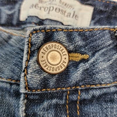 Aeropostale Distressed Denim Shorts Great Condition Low Rise Side Split - Thumbnail 3
