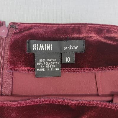 Rimini by Shaw Womens 10 Maroon Velvet Beaded A Line Skirt Gorgeous - Thumbnail 3