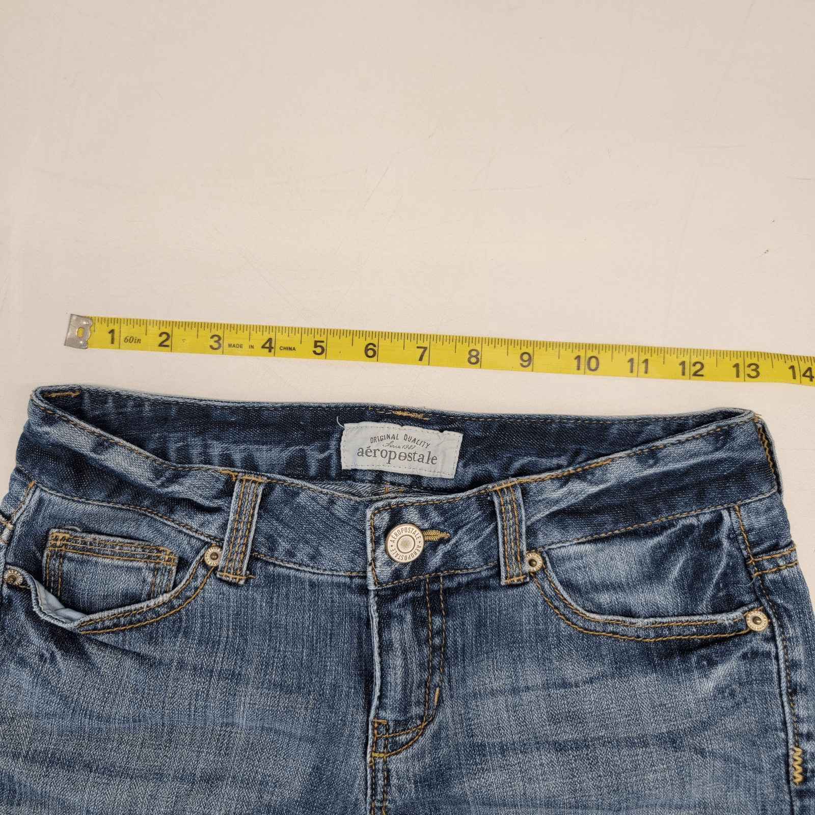 Aeropostale Distressed Denim Shorts Great Condition Low Rise Side Split - Thumbnail 5