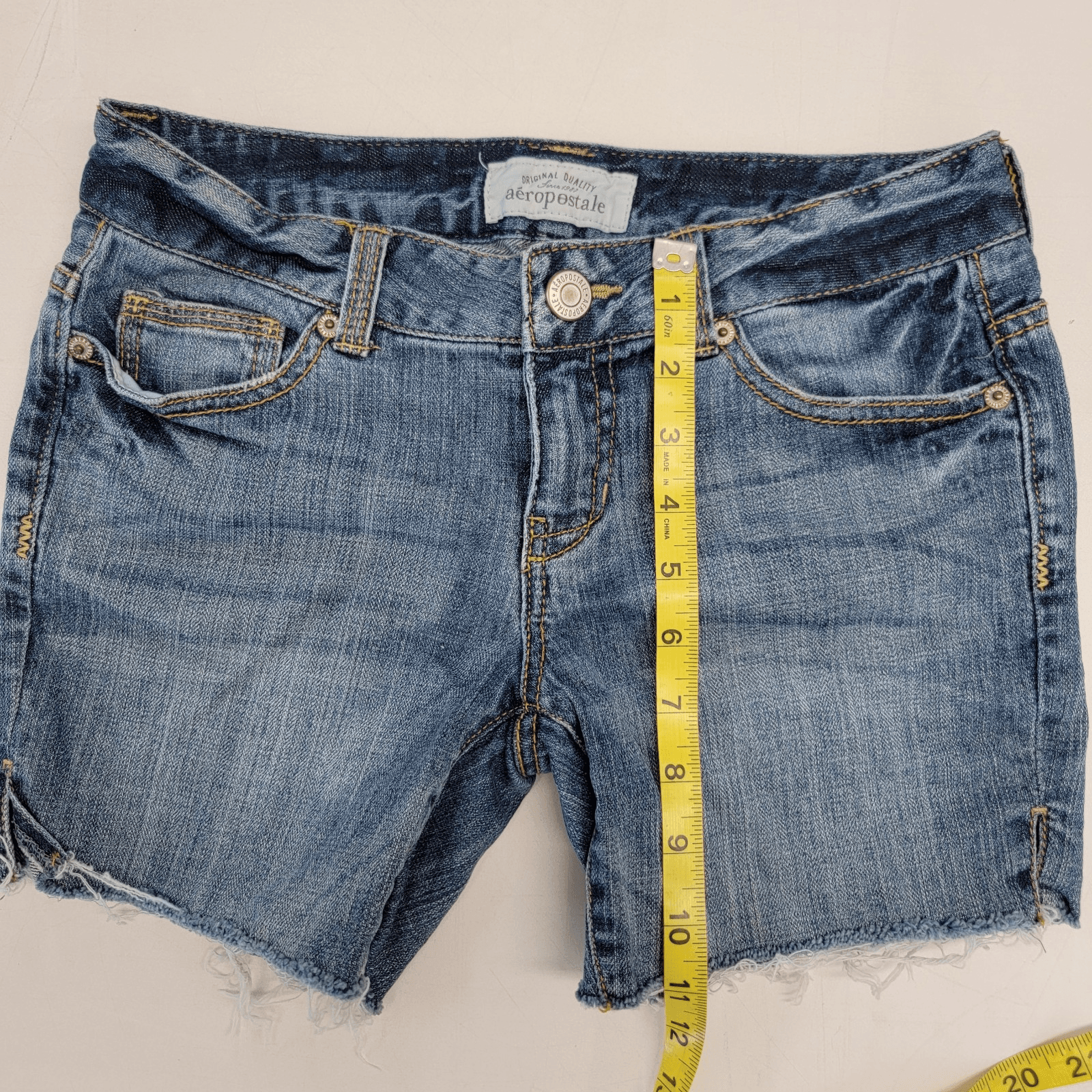 Aeropostale Distressed Denim Shorts Great Condition Low Rise Side Split - Thumbnail 6
