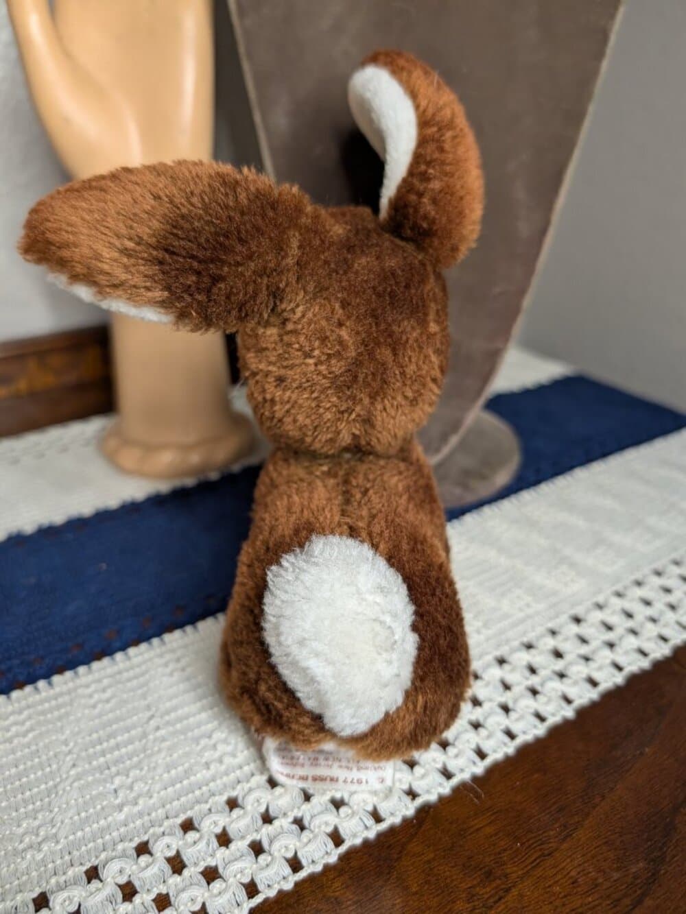 1977 Russ Berrie & Co Inc Bunny Rabbit Brown White Beanie Plush - Thumbnail 8
