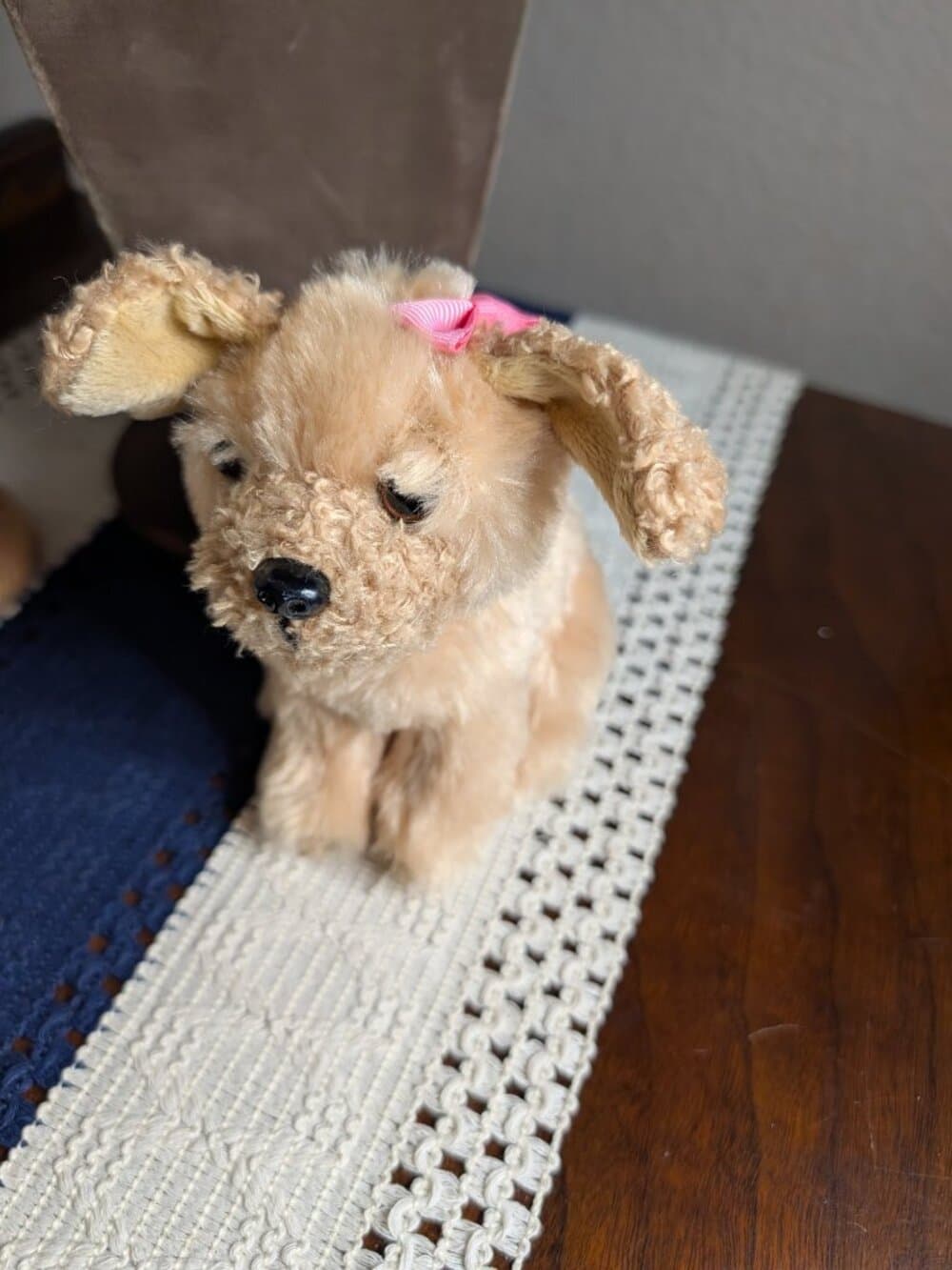 Adorable Our Generation Fluffy Sitting Puppy Dog Pink Bow Battat - Thumbnail 9