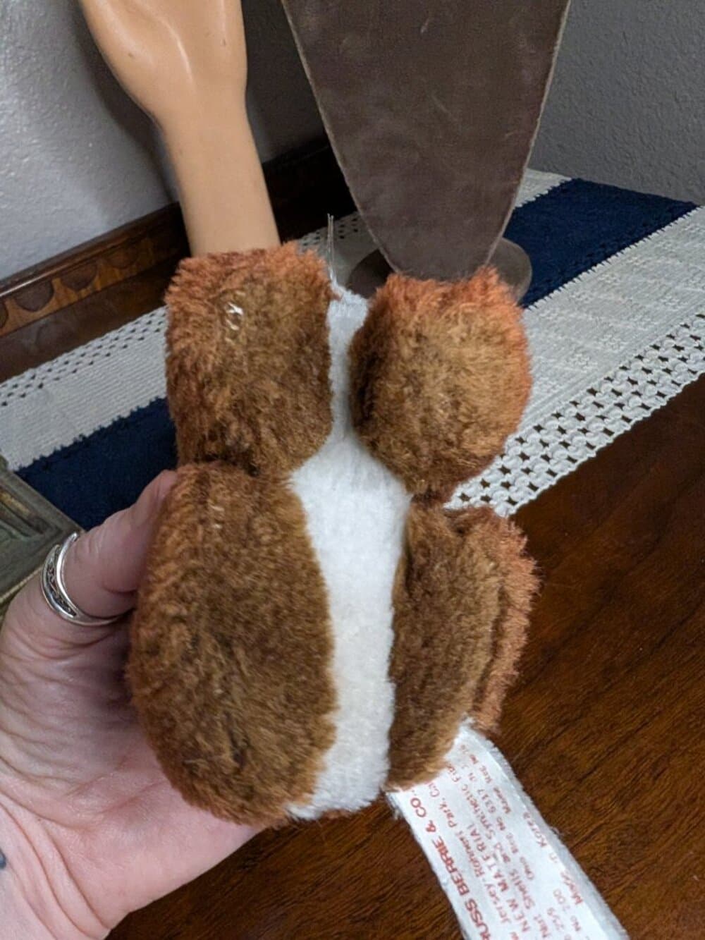 1977 Russ Berrie & Co Inc Bunny Rabbit Brown White Beanie Plush - Thumbnail 5