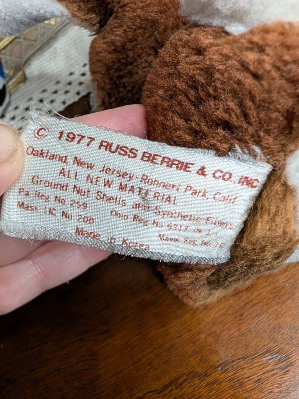 1977 Russ Berrie & Co Inc Bunny Rabbit Brown White Beanie Plush - Thumbnail 10