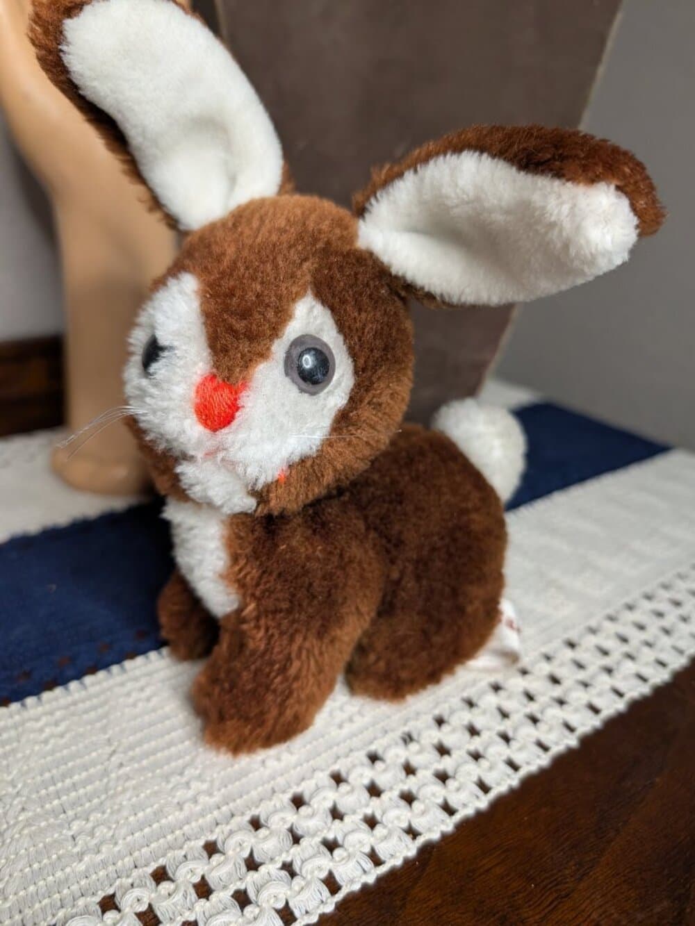 1977 Russ Berrie & Co Inc Bunny Rabbit Brown White Beanie Plush - Thumbnail 4