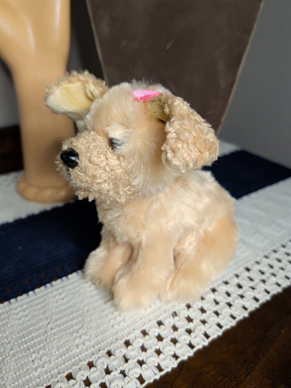 Adorable Our Generation Fluffy Sitting Puppy Dog Pink Bow Battat - Thumbnail 4