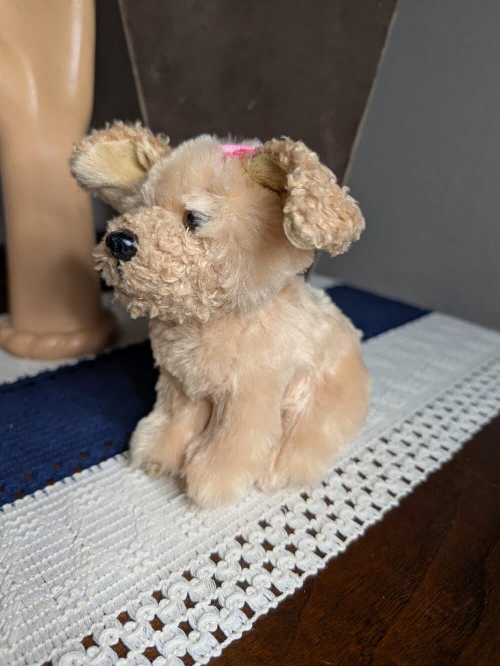 Adorable Our Generation Fluffy Sitting Puppy Dog Pink Bow Battat - Thumbnail 5