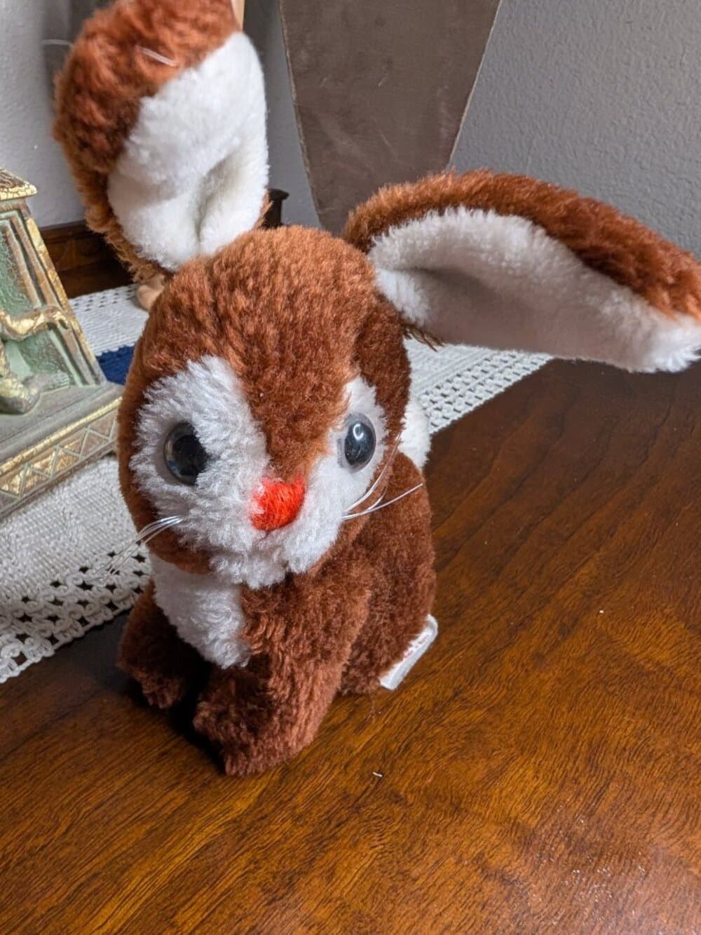 1977 Russ Berrie & Co Inc Bunny Rabbit Brown White Beanie Plush - Thumbnail 2