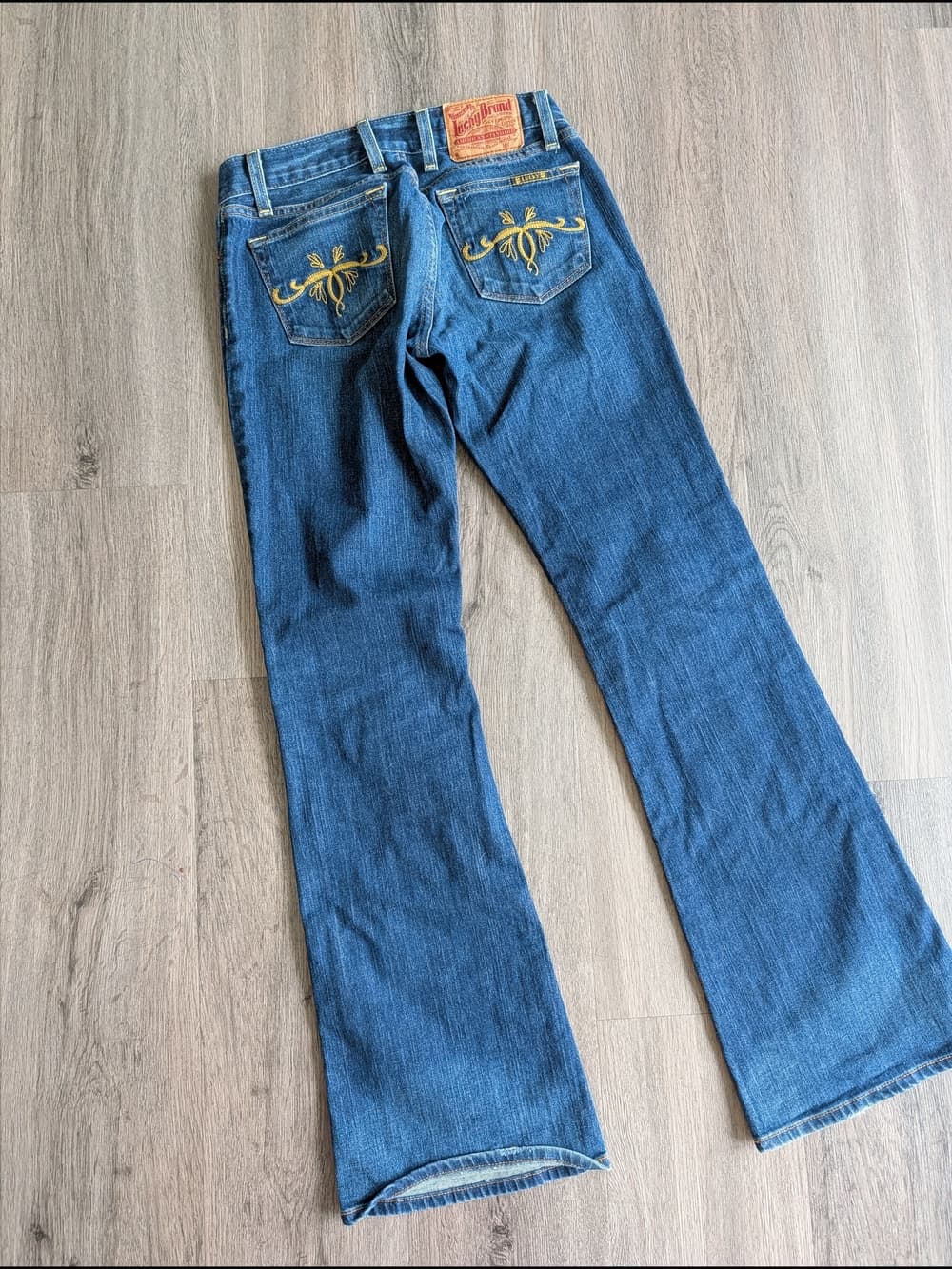 Lucky Brand Lil Maggie Boot Cut Flare Blue Jeans Embroidered Pocket Low Rise - Thumbnail 5