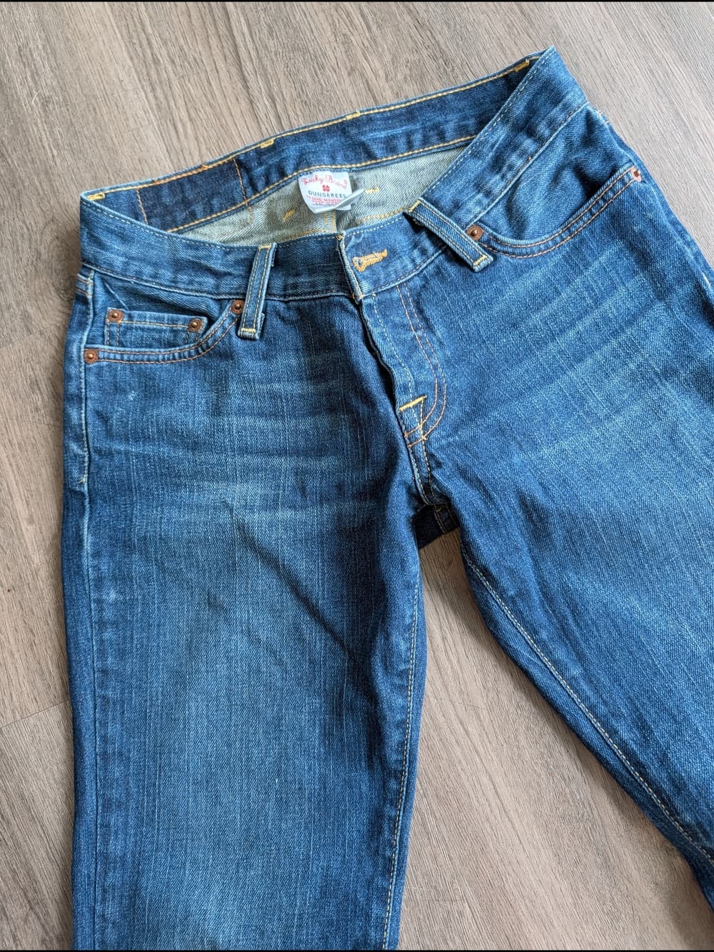 Lucky Brand Lil Maggie Boot Cut Flare Blue Jeans Embroidered Pocket Low Rise - Thumbnail 4