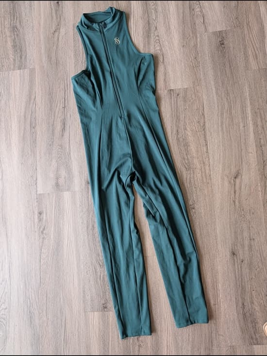 Victoria's Secret Flow Point Dark Teal Sleeveless FitnessJumpsuit with Front Zip - Thumbnail 2