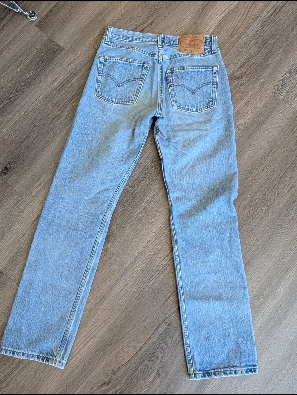 Vintage 2000 Y2K Levi's 501 Button Fly Light Blue Faded Wash Straight Leg Jeans - Thumbnail 8