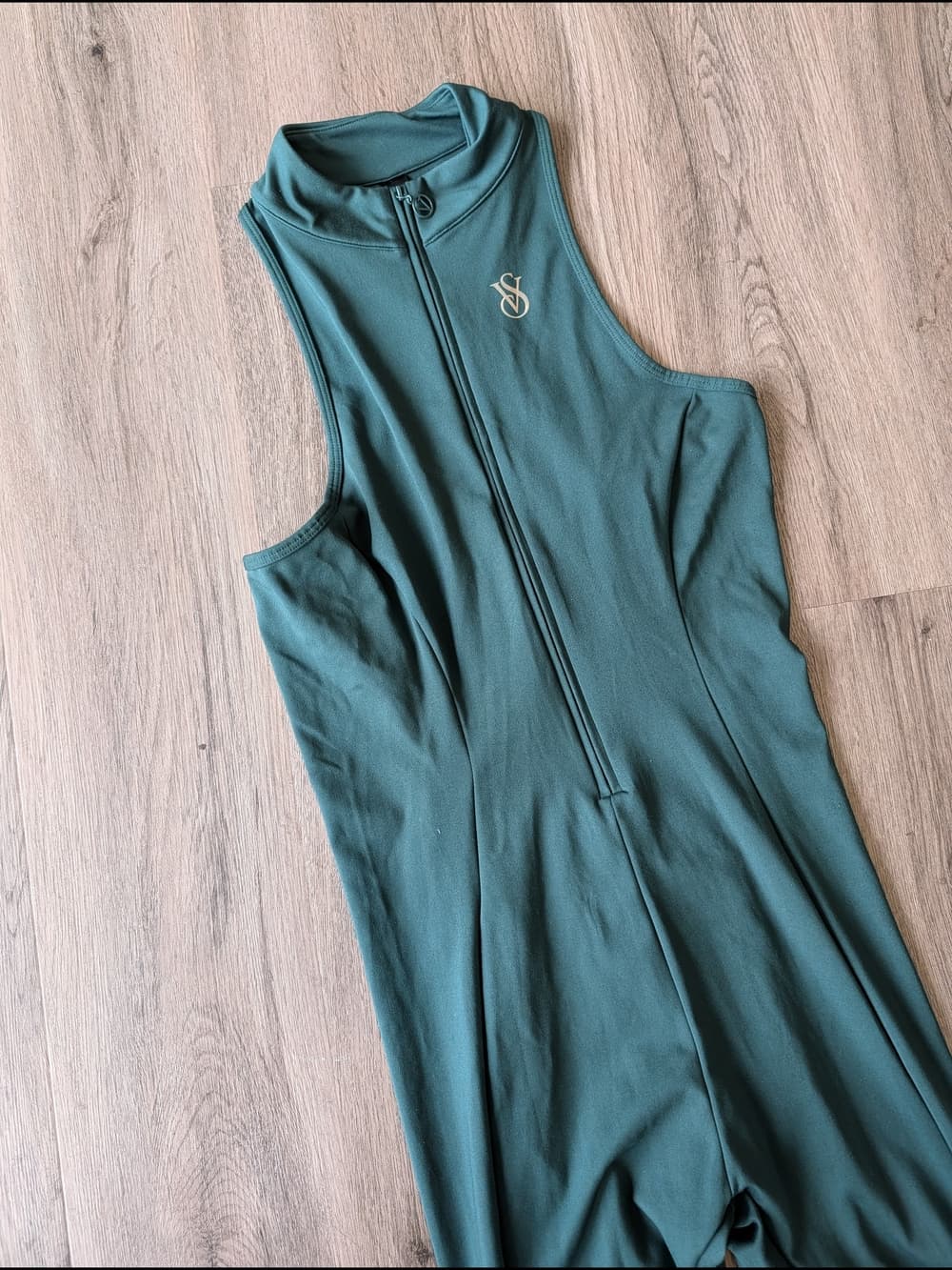 Victoria's Secret Flow Point Dark Teal Sleeveless FitnessJumpsuit with Front Zip - Thumbnail 3