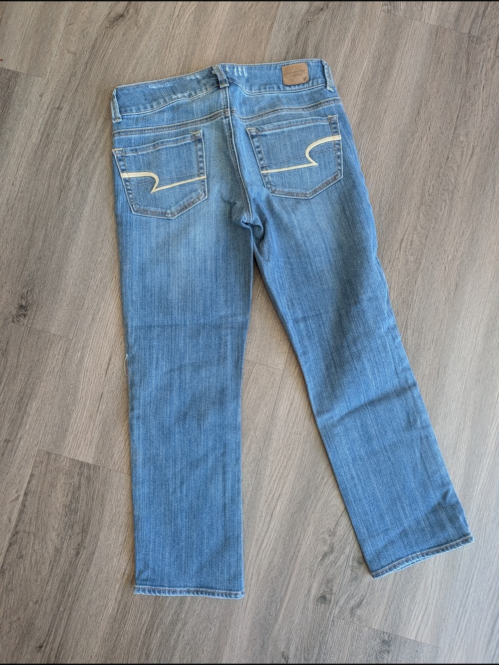American Eagle Outfitters Artist Light Blue Distressed Crapped Straight Jeans - Thumbnail 7