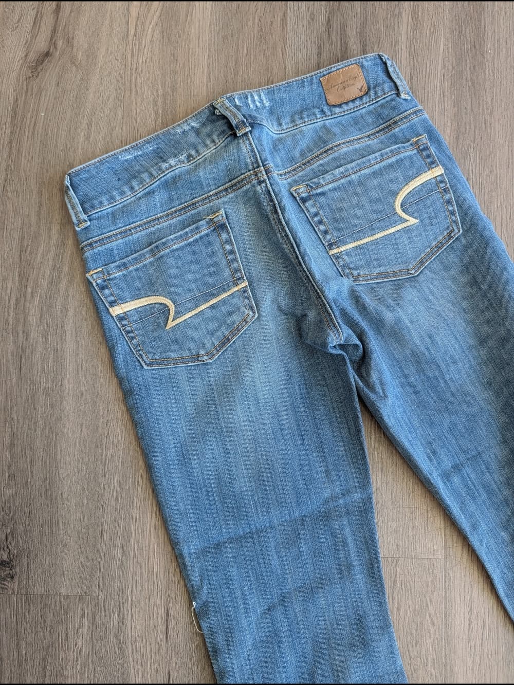 American Eagle Outfitters Artist Light Blue Distressed Crapped Straight Jeans - Thumbnail 8