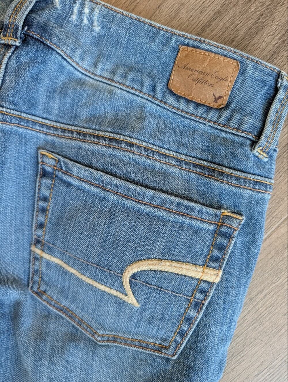 American Eagle Outfitters Artist Light Blue Distressed Crapped Straight Jeans - Thumbnail 9