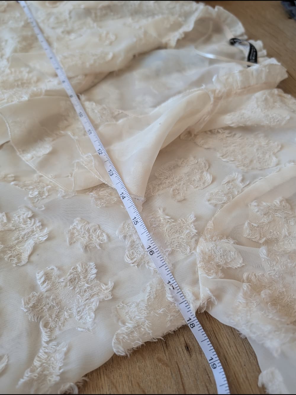 Zara Semi Sheer Off White Floral Appliqué Blouse Button Up - Thumbnail 8