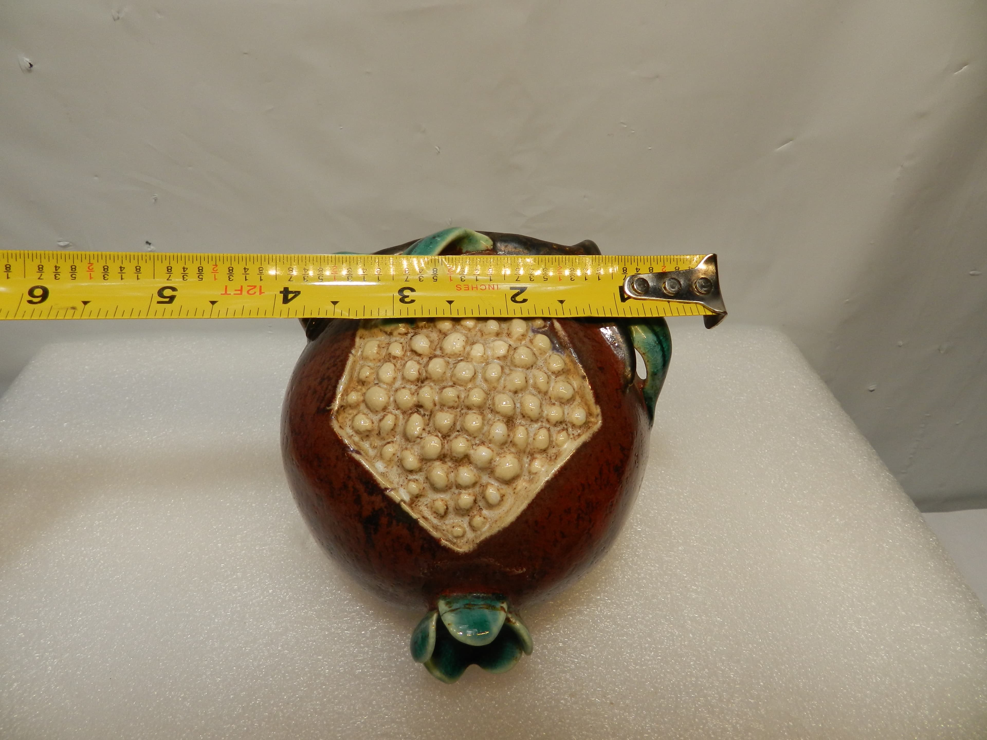 Vintage Chinese Guangdong / Shiwan Pottery Ceramic Pomegranate Artwork (O24S) - Thumbnail 5