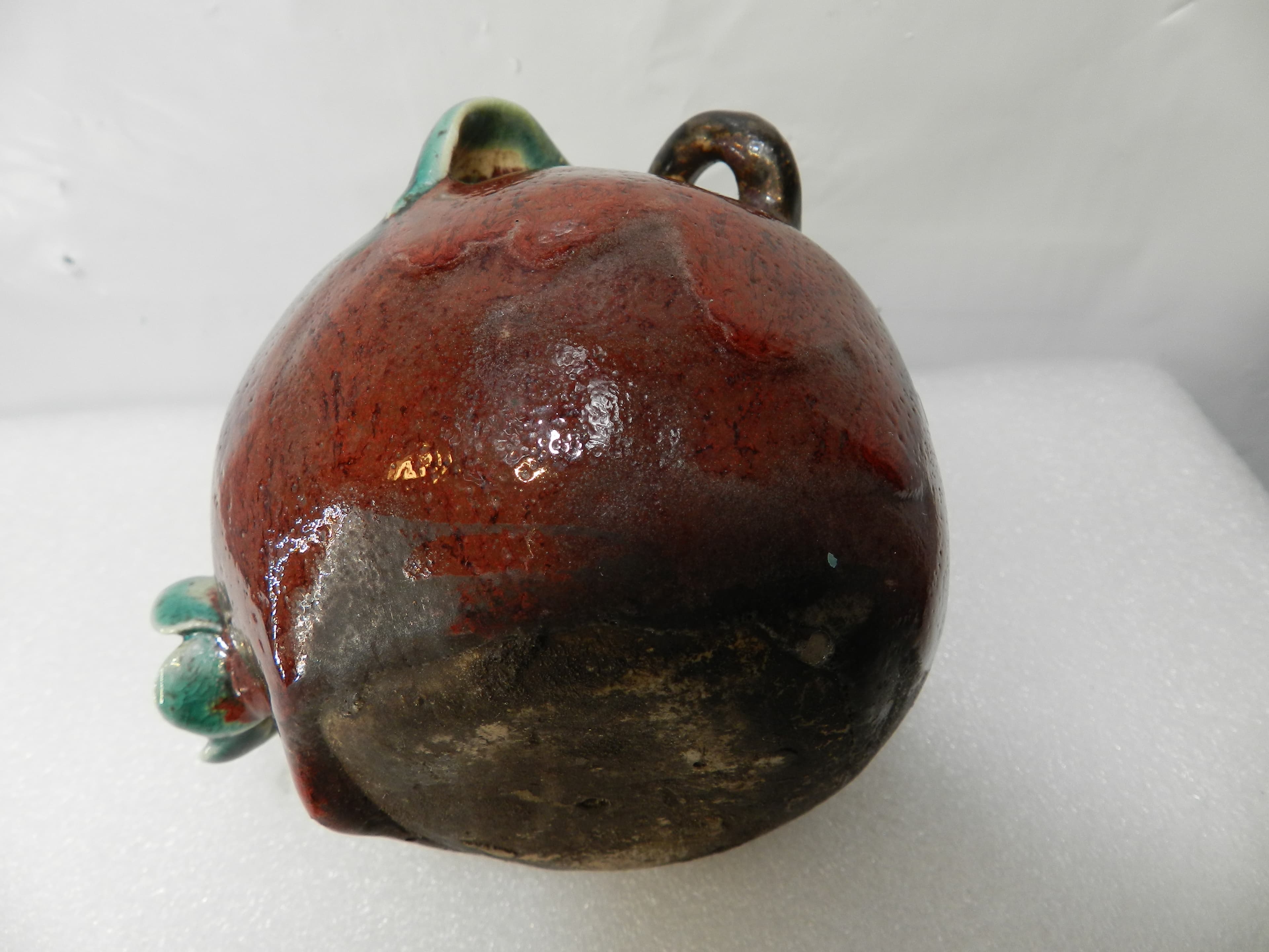 Vintage Chinese Guangdong / Shiwan Pottery Ceramic Pomegranate Artwork (O24S) - Thumbnail 6