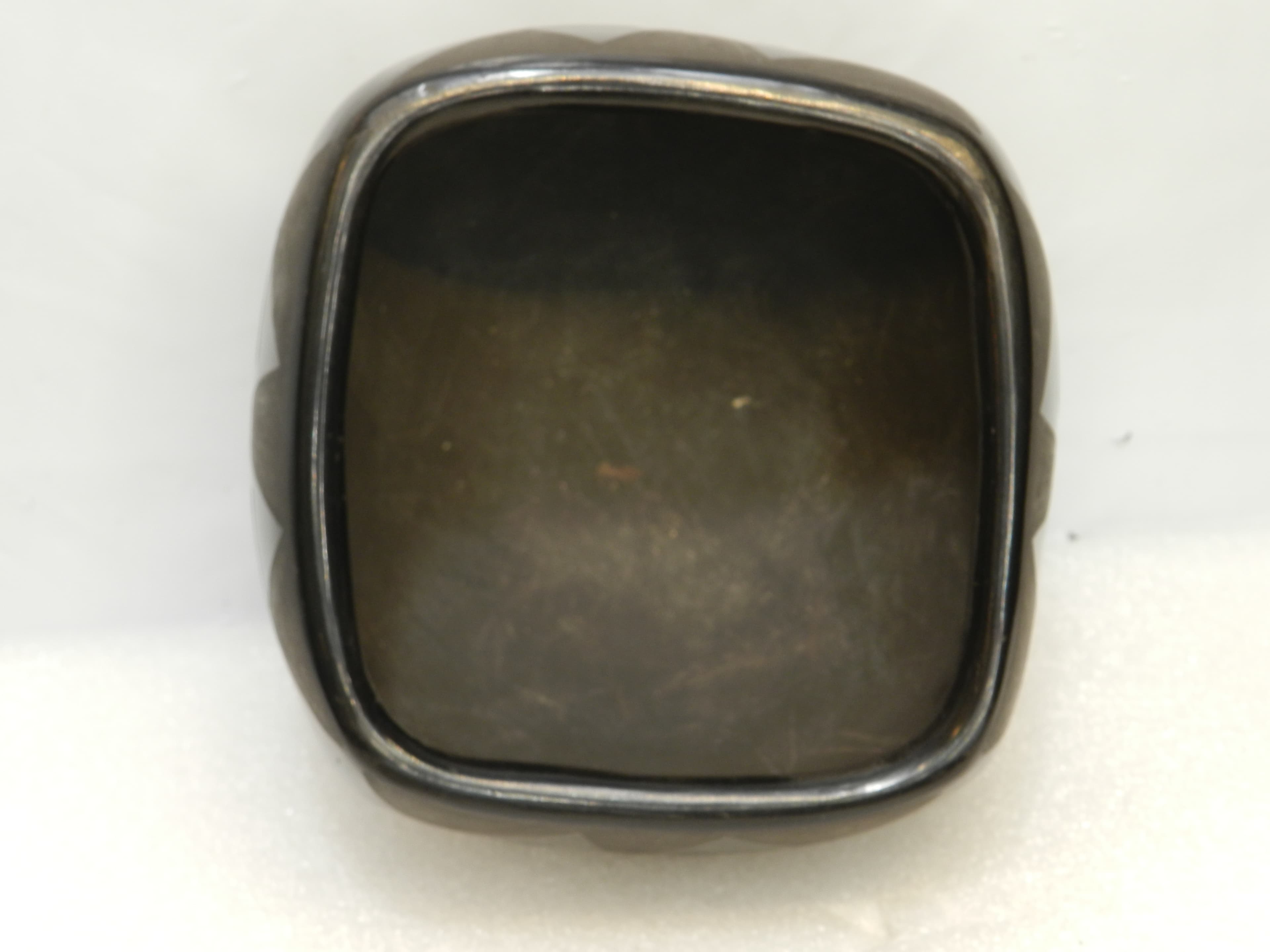 Vintage Santa Clara Pueblo Blackware Pottery Bowl Black Finish Handmade (O26S) - Thumbnail 4