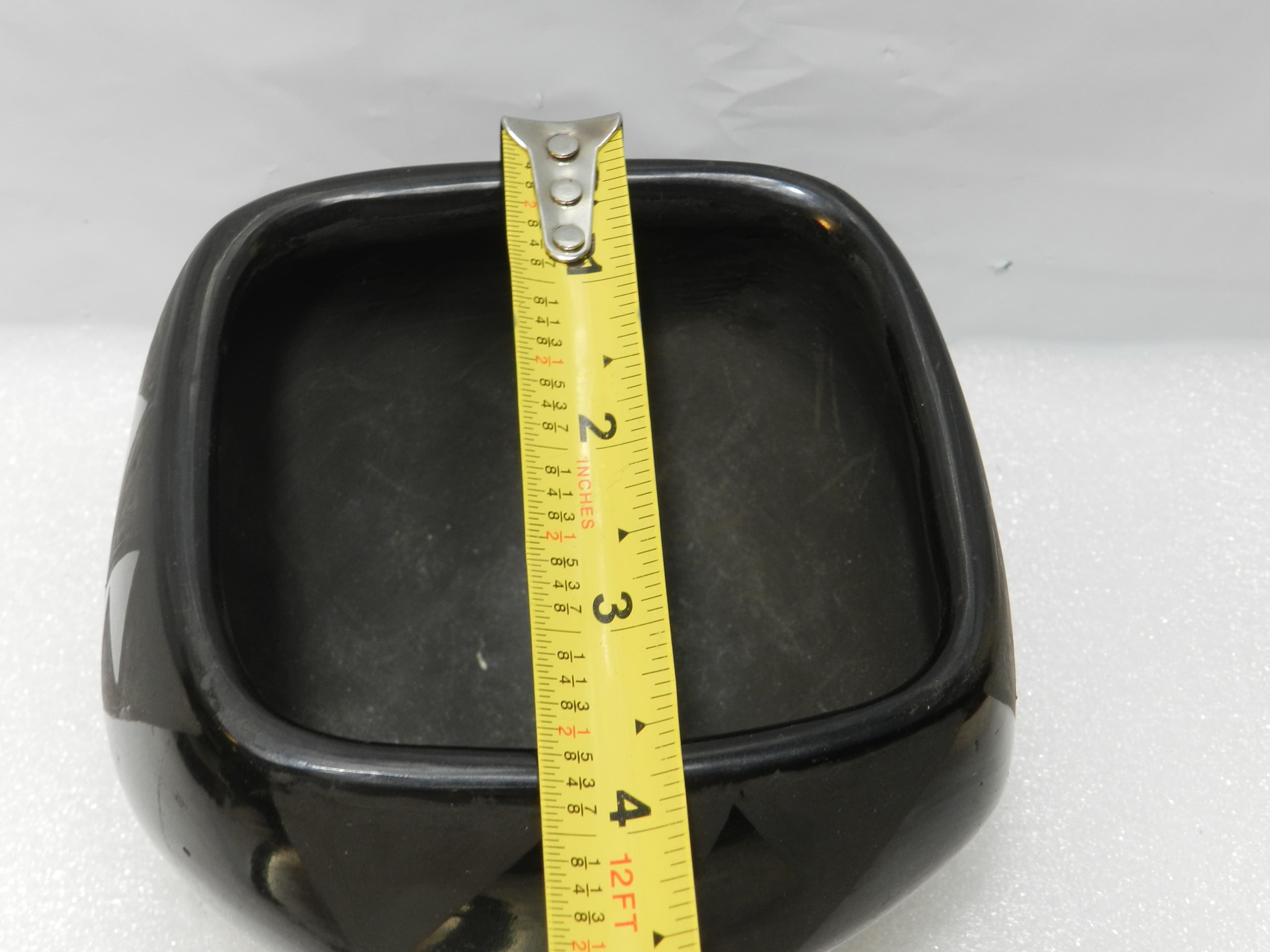 Vintage Santa Clara Pueblo Blackware Pottery Bowl Black Finish Handmade (O26S) - Thumbnail 5