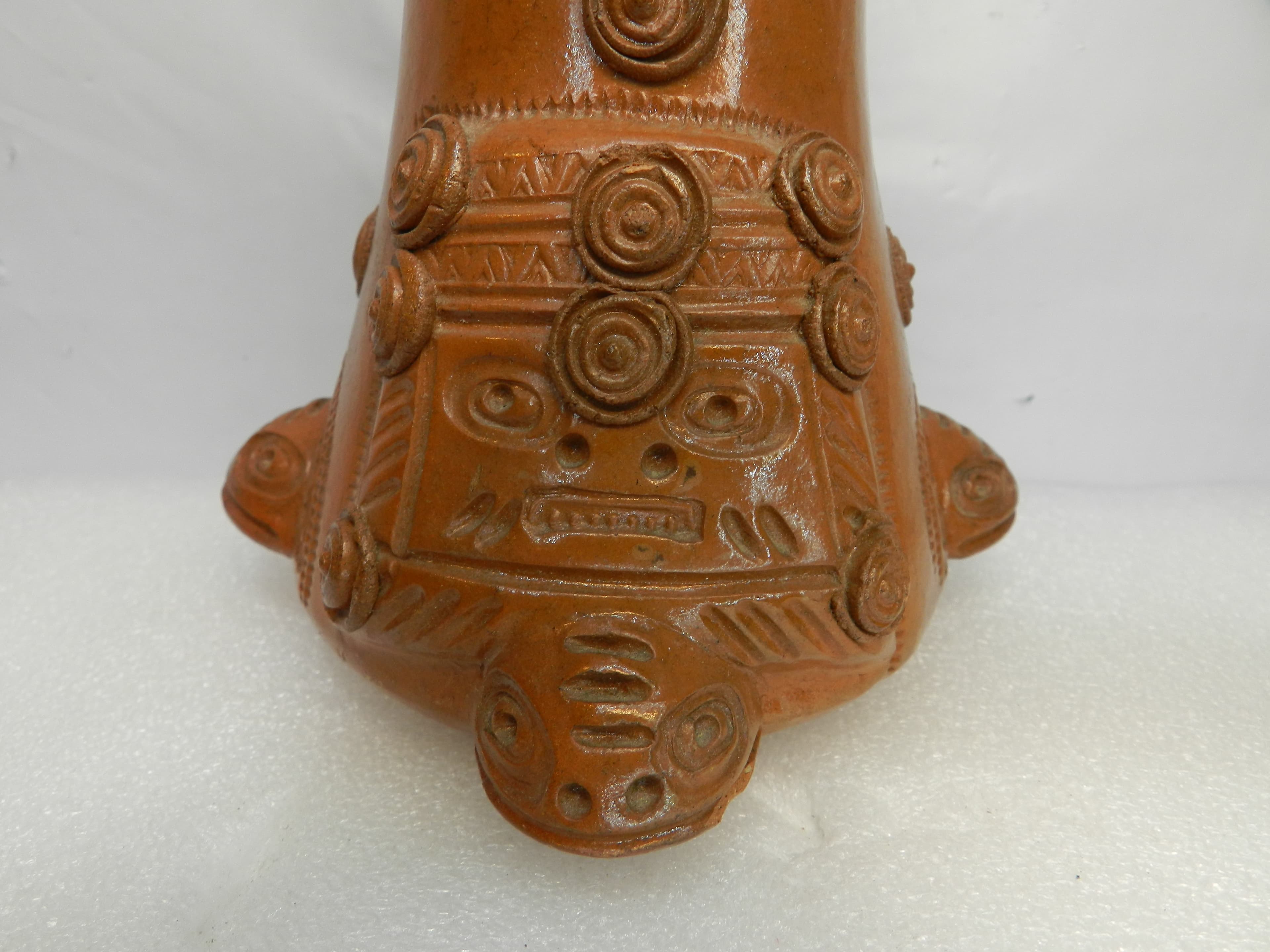 5" Effigy Vessel Chorrera Culture Hecho En Ecuador Ceramic Handmade Pottery O29S - Thumbnail 6