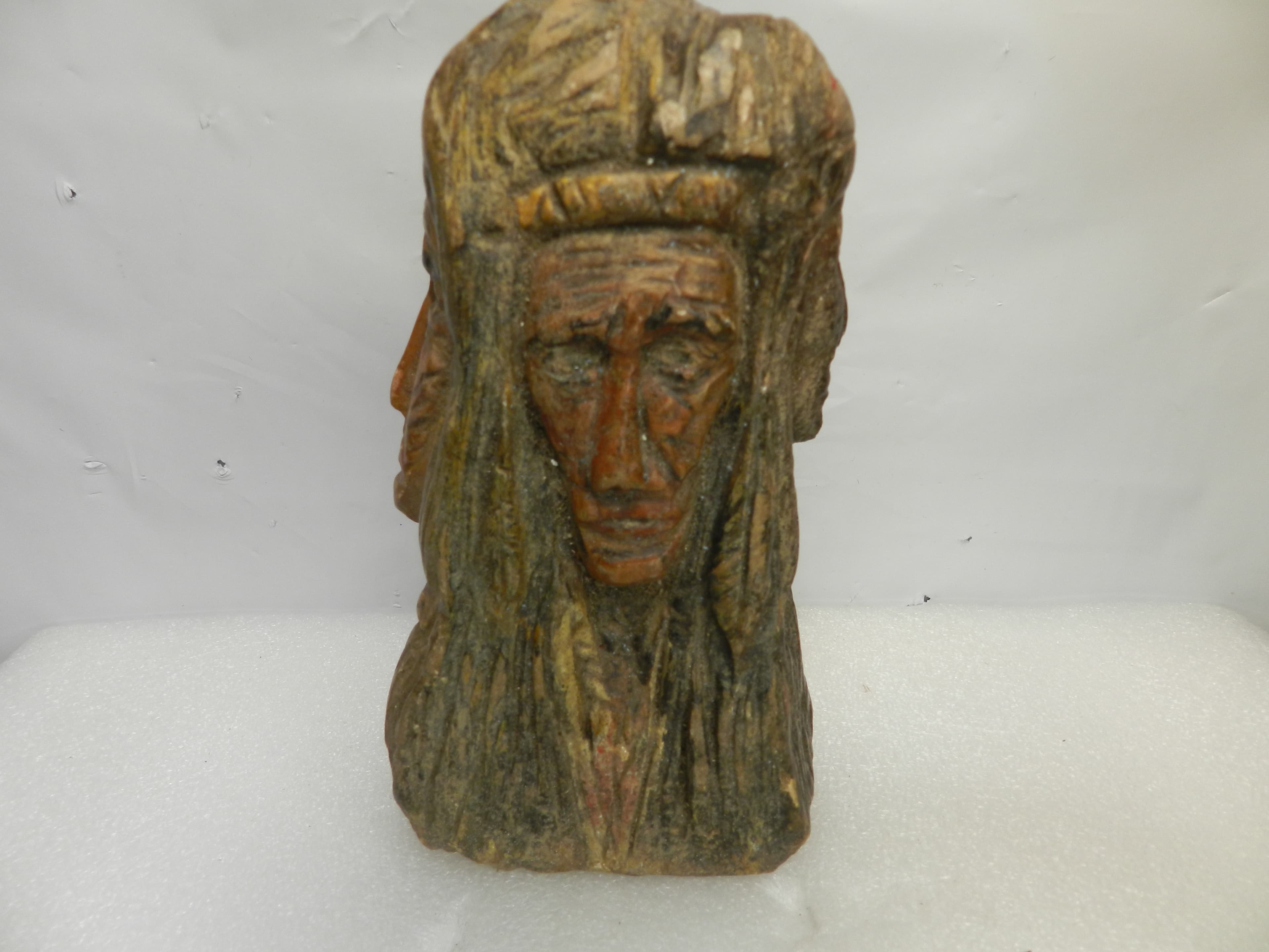 Rare Native American Hand Carved Stone Multi-Faced Totem /Spirit Carving  O30S