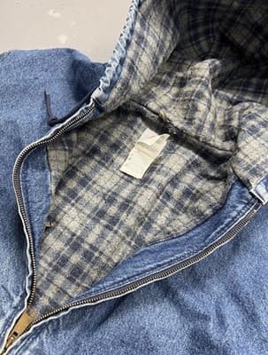 Vintage J139 Carhartt Denim Hooded Jacket XXL 2XL Blanked Lined ASAP Rocky - Thumbnail 4