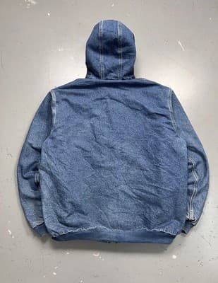 Vintage J139 Carhartt Denim Hooded Jacket XXL 2XL Blanked Lined ASAP Rocky - Thumbnail 2
