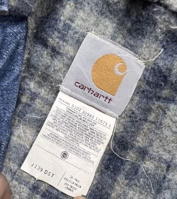 Vintage J139 Carhartt Denim Hooded Jacket XXL 2XL Blanked Lined ASAP Rocky - Thumbnail 3