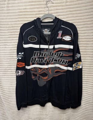 Harley Davidson embroidered zip up hoodie