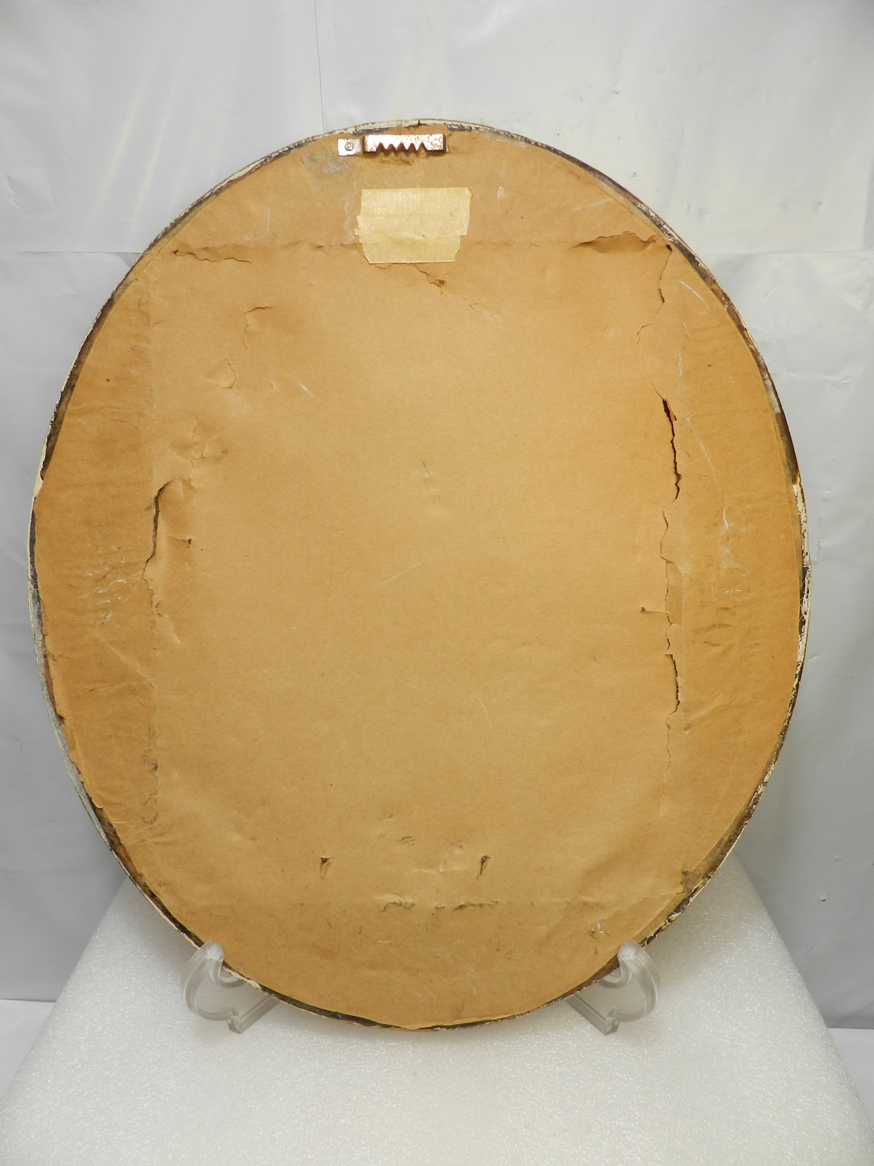 Vintage Mildred Colvin Yellow Rose Floral Painting on Canvas Oval Frame (O34S) - Thumbnail 2