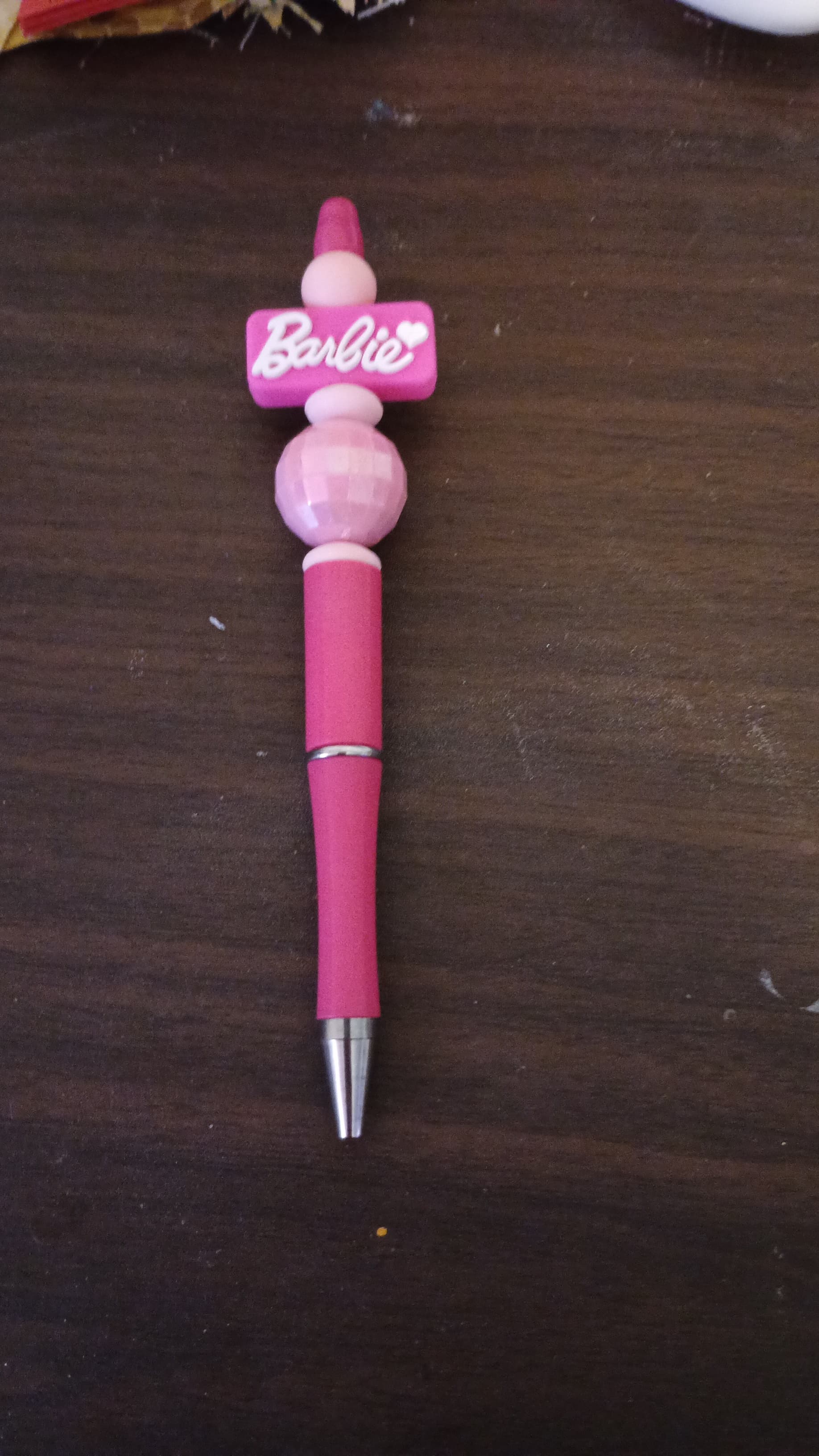 Barbie Pink Ballpoint Pen with Beaded Top