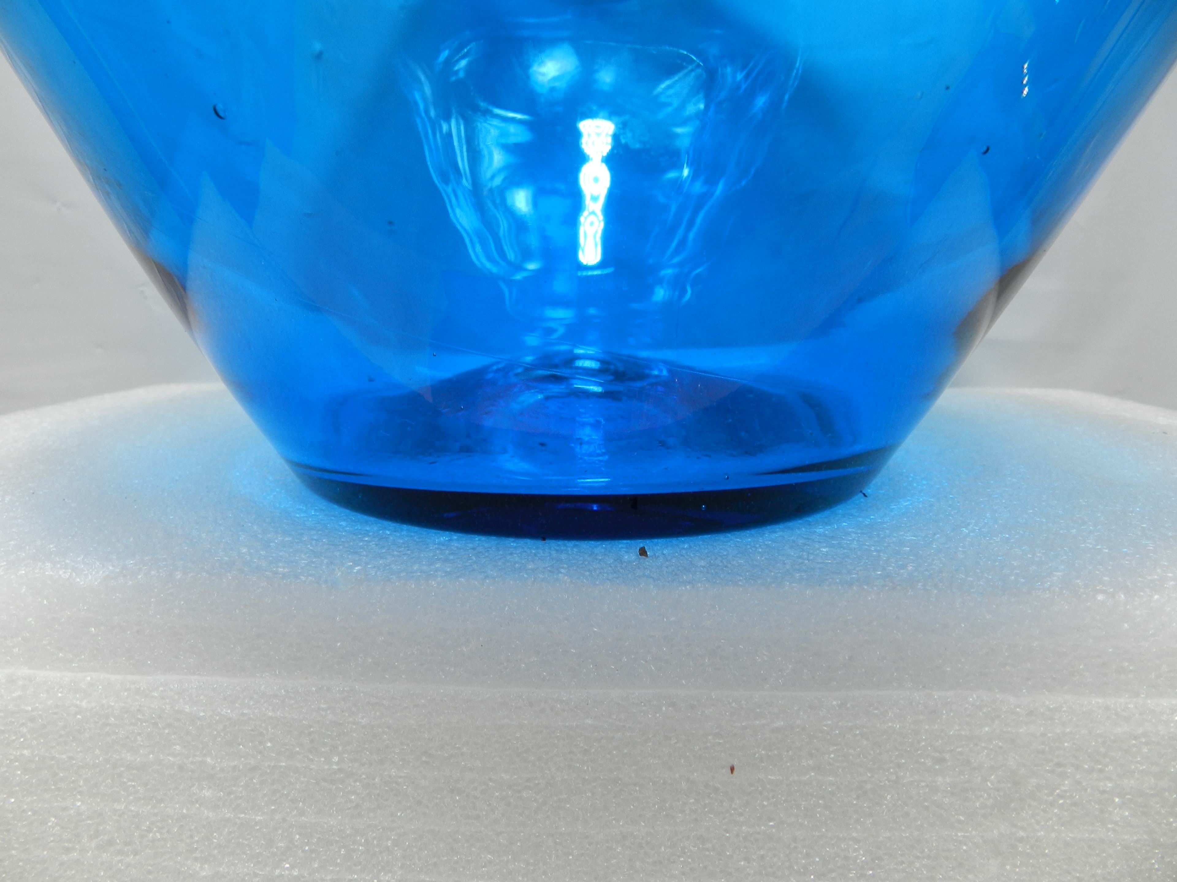 Vintage 10" Tall Large Blenko Glass Hand-Blown Bulbous Vase Cobalt Blue  (O35S) - Thumbnail 5