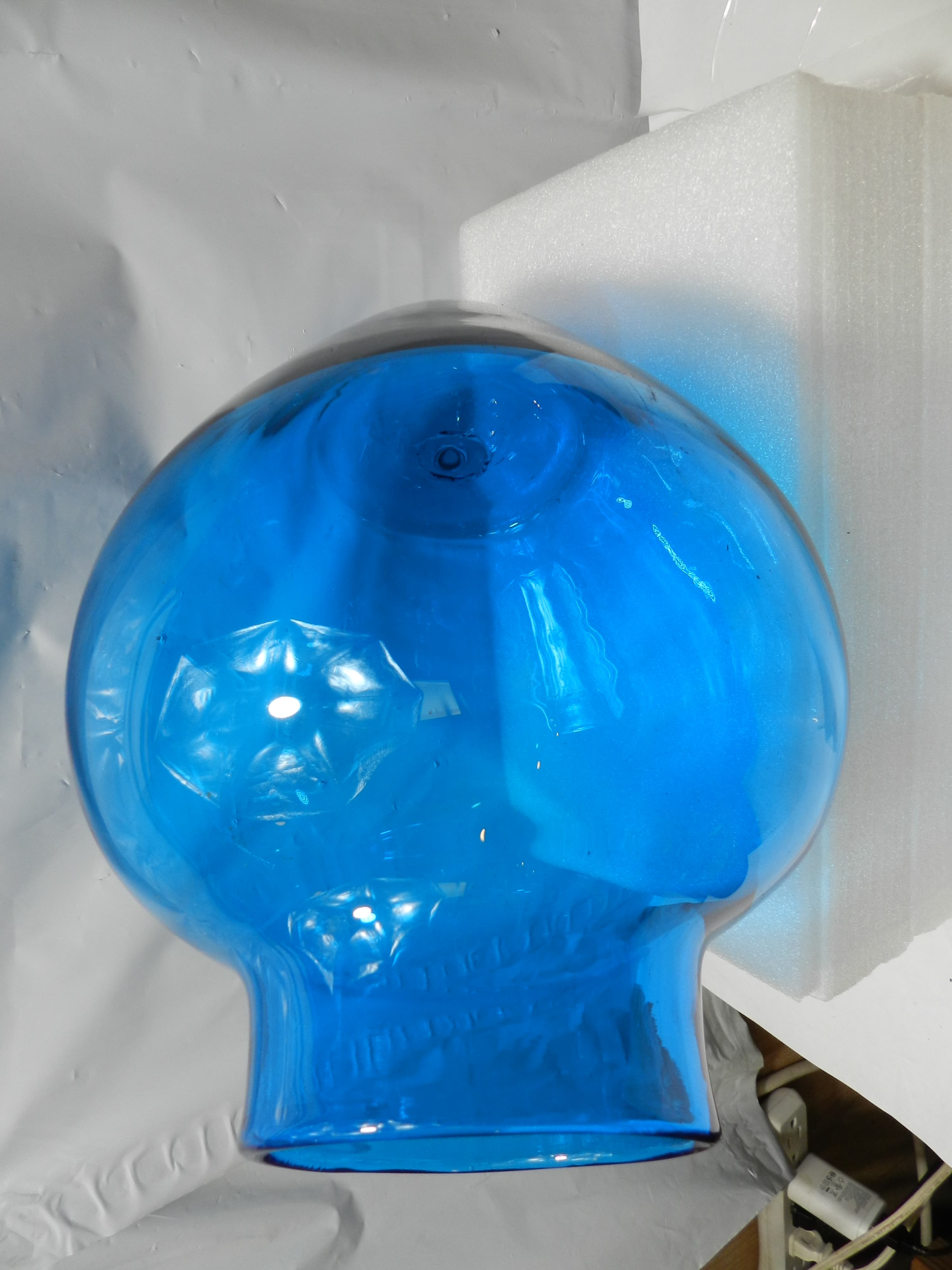 Vintage 10" Tall Large Blenko Glass Hand-Blown Bulbous Vase Cobalt Blue  (O35S) - Thumbnail 9