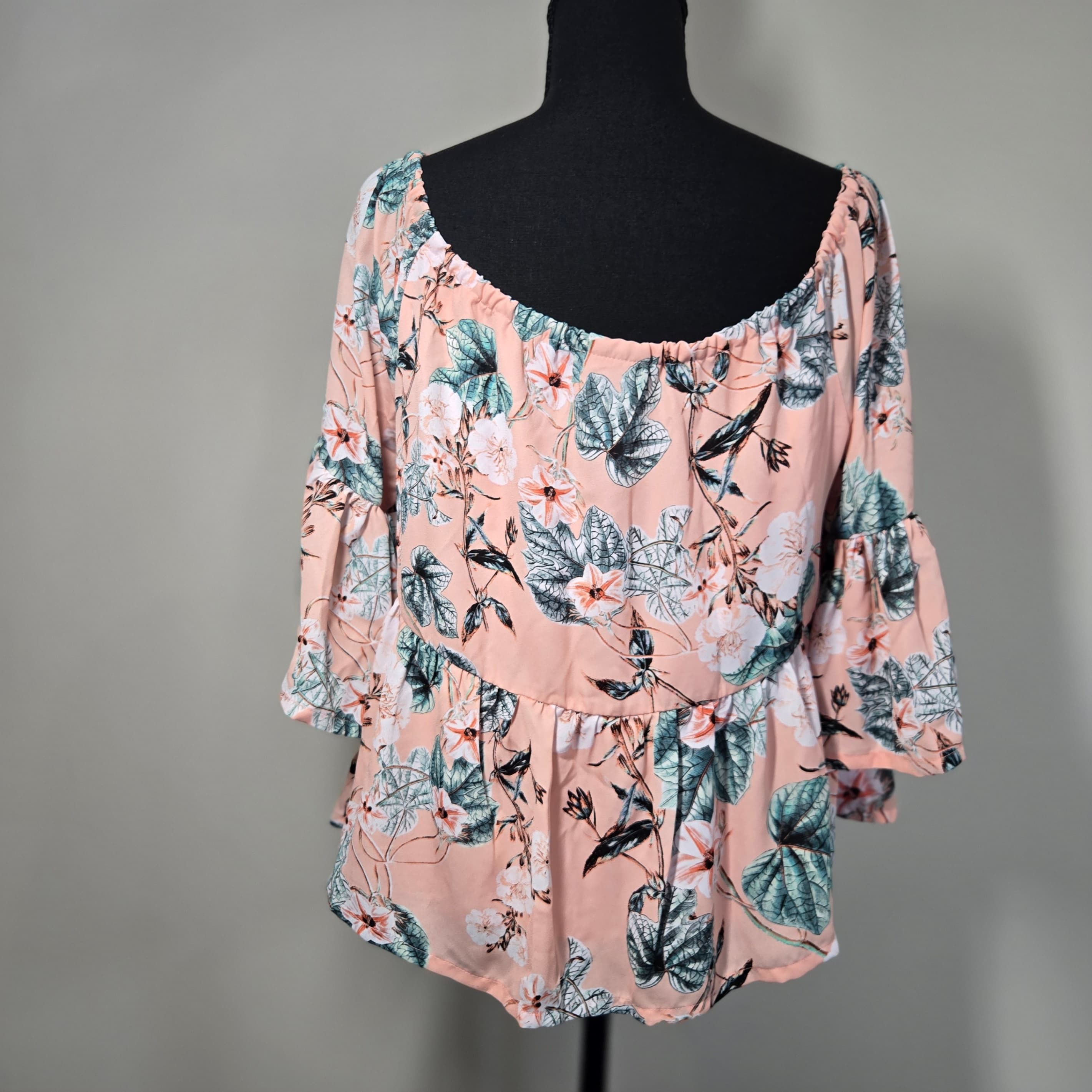 a.n.a Floral Peasant Blouse Pink Multicolor Size M NWT - Thumbnail 3
